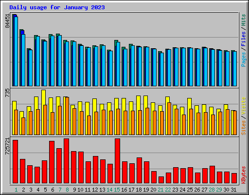 Daily usage for January 2023