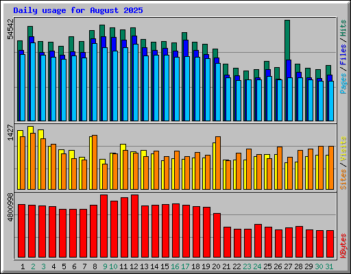 Daily usage for August 2025